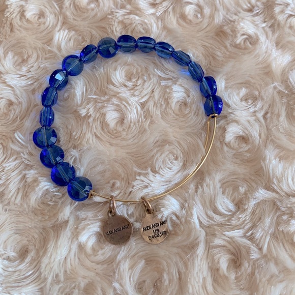 Alex & Ani Sapphire Lux Gold Tone Bangle Bracelet - Picture 2 of 3